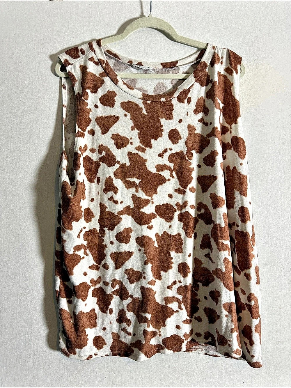 Mythology Cow Print Tank Top in Brown & White Size 3XL Like New
